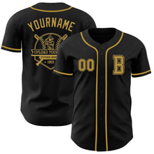 Load image into Gallery viewer, Custom Black Old Gold Authentic Baseball Jersey

