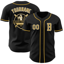 Load image into Gallery viewer, Custom Black Old Gold-White Authentic Baseball Jersey
