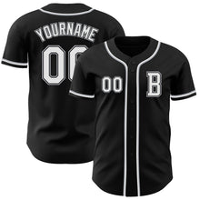 Load image into Gallery viewer, Custom Black White-Gray Authentic Baseball Jersey
