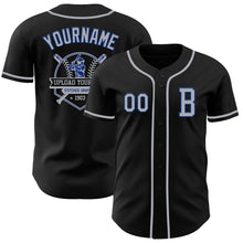 Load image into Gallery viewer, Custom Black Gray-Royal Authentic Baseball Jersey
