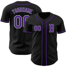 Load image into Gallery viewer, Custom Black Purple-Gray Authentic Baseball Jersey
