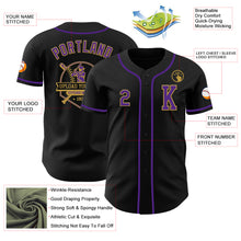 Load image into Gallery viewer, Custom Black Purple-Old Gold Authentic Baseball Jersey
