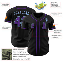 Load image into Gallery viewer, Custom Black Purple-Light Blue Authentic Baseball Jersey
