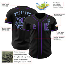 Load image into Gallery viewer, Custom Black Purple-Light Blue Authentic Baseball Jersey

