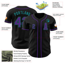 Load image into Gallery viewer, Custom Black Purple-Teal Authentic Baseball Jersey
