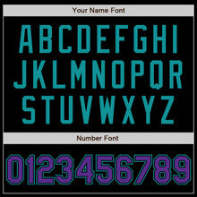 Load image into Gallery viewer, Custom Black Purple-Teal Authentic Baseball Jersey
