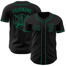 Load image into Gallery viewer, Custom Black Kelly Green Authentic Baseball Jersey
