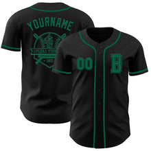 Load image into Gallery viewer, Custom Black Kelly Green Authentic Baseball Jersey
