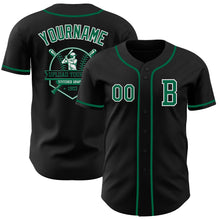 Load image into Gallery viewer, Custom Black Kelly Green-White Authentic Baseball Jersey
