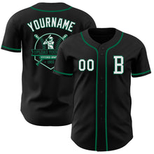 Load image into Gallery viewer, Custom Black White-Kelly Green Authentic Baseball Jersey
