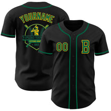 Load image into Gallery viewer, Custom Black Kelly Green-Gold Authentic Baseball Jersey
