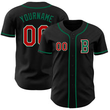 Load image into Gallery viewer, Custom Black Red-Kelly Green Authentic Baseball Jersey
