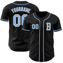 Load image into Gallery viewer, Custom Black Light Blue-White Authentic Baseball Jersey
