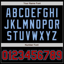 Load image into Gallery viewer, Custom Black Red-Light Blue Authentic Baseball Jersey
