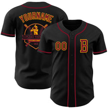 Load image into Gallery viewer, Custom Black Crimson-Gold Authentic Baseball Jersey
