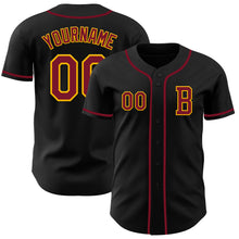 Load image into Gallery viewer, Custom Black Crimson-Gold Authentic Baseball Jersey
