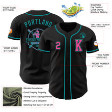 Load image into Gallery viewer, Custom Black Pink-Teal Authentic Baseball Jersey
