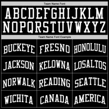 Load image into Gallery viewer, Custom Black White Authentic Throwback Basketball Jersey
