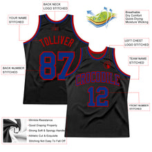 Load image into Gallery viewer, Custom Black Royal-Red Authentic Throwback Basketball Jersey
