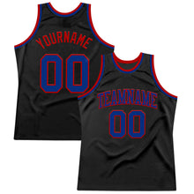 Load image into Gallery viewer, Custom Black Royal-Red Authentic Throwback Basketball Jersey
