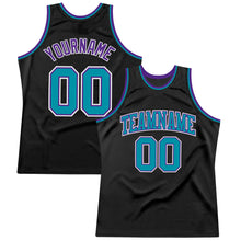 Load image into Gallery viewer, Custom Black Teal Purple-White Authentic Throwback Basketball Jersey

