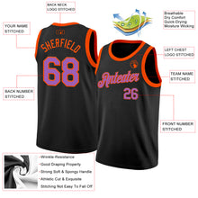 Load image into Gallery viewer, Custom Black Medium Purple-Orange Authentic Basketball Jersey
