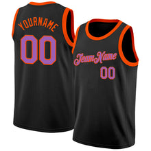 Load image into Gallery viewer, Custom Black Medium Purple-Orange Authentic Basketball Jersey
