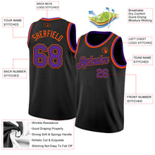 Load image into Gallery viewer, Custom Black Purple-Orange Authentic Basketball Jersey

