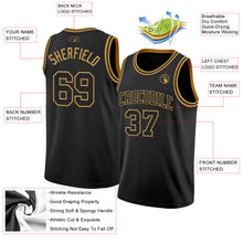 Load image into Gallery viewer, Custom Black Old Gold Authentic Basketball Jersey
