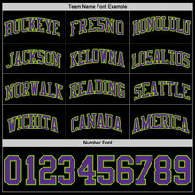 Load image into Gallery viewer, Custom Black Purple-Neon Green Authentic Basketball Jersey
