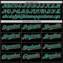 Load image into Gallery viewer, Custom Black Aqua-Orange Authentic Baseball Jersey
