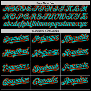Custom Black Aqua-Orange Authentic Baseball Jersey
