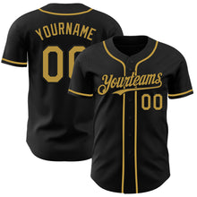 Load image into Gallery viewer, Custom Black Old Gold Authentic Baseball Jersey
