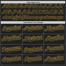 Load image into Gallery viewer, Custom Black Kelly Green Old Gold-Red Authentic Baseball Jersey
