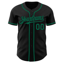 Load image into Gallery viewer, Custom Black Kelly Green Authentic Baseball Jersey
