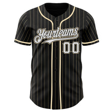 Load image into Gallery viewer, Custom Black Cream Pinstripe White Authentic Baseball Jersey
