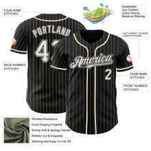 Load image into Gallery viewer, Custom Black Cream Pinstripe White Authentic Baseball Jersey
