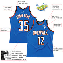 Load image into Gallery viewer, Custom Blue White-Orange Authentic Throwback Basketball Jersey
