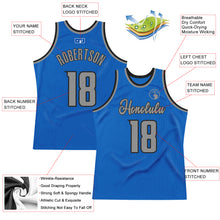 Load image into Gallery viewer, Custom Blue Gray-Black Authentic Throwback Basketball Jersey
