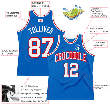 Custom Blue White-Red Authentic Throwback Basketball Jersey