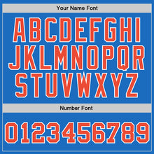 Load image into Gallery viewer, Custom Blue Orange-White Authentic Throwback Basketball Jersey
