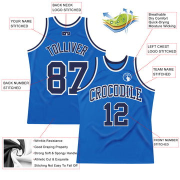 Custom Blue Navy-White Authentic Throwback Basketball Jersey