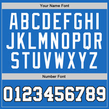 Load image into Gallery viewer, Custom Blue White-Gray Authentic Throwback Basketball Jersey
