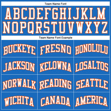 Load image into Gallery viewer, Custom Blue White-Orange Authentic Throwback Basketball Jersey
