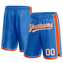 Load image into Gallery viewer, Custom Blue White-Orange Authentic Basketball Shorts
