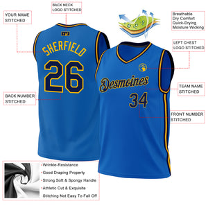 Custom Blue Navy-Gold Authentic Throwback Basketball Jersey