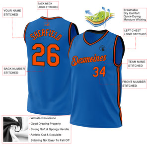 Custom Blue Orange-Black Authentic Throwback Basketball Jersey
