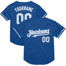 Load image into Gallery viewer, Custom Blue White-Light Blue Mesh Authentic Throwback Baseball Jersey
