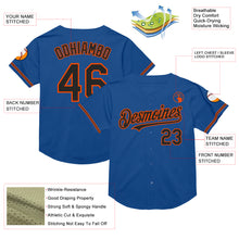 Load image into Gallery viewer, Custom Blue Black-Orange Mesh Authentic Throwback Baseball Jersey
