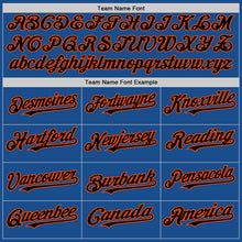 Load image into Gallery viewer, Custom Blue Black-Orange Mesh Authentic Throwback Baseball Jersey
